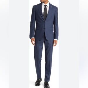 Ted Baker Jay CT Blue Wool Blazer Jacket 38S NWOT Modern Fit Micro Check